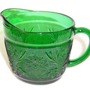 Anchor Hocking Depression Glass Forest Green SANDWICH Creamer or Cream Pitcher